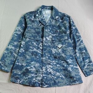 US Navy Military Blouse Blue Digital Camo Maternity Working Field Jacket Canvas